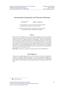 Interpretation, Explanation and Theories of Meaning