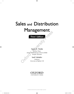 Sales and Distribution Management Textbook