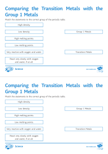 Transition vs Group 1 Metals Worksheet