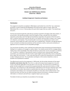 Business Statistics Assignment RMarkdown