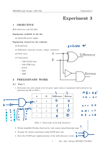 Logic Design Lab Manual: Half Subtractor, Full Adder
