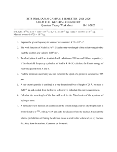Quantum Theory Worksheet | General Chemistry