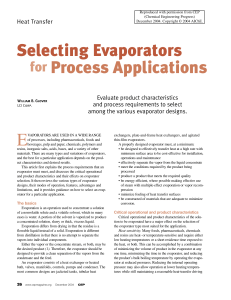 Selecting Evaporators for Process Applications Guide