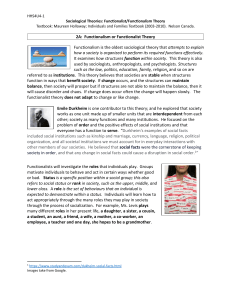 Functionalist Theory in Sociology