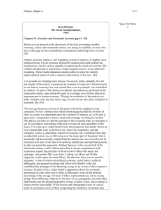 Polanyi: Societies and Economic Systems