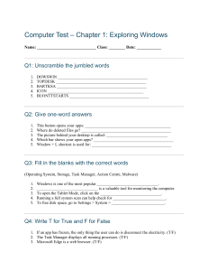 Windows Chapter 1 Test Worksheet