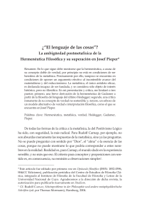 Hermen&eacute;utica, Metaf&iacute;sica y Verdad en Gadamer y Pieper
