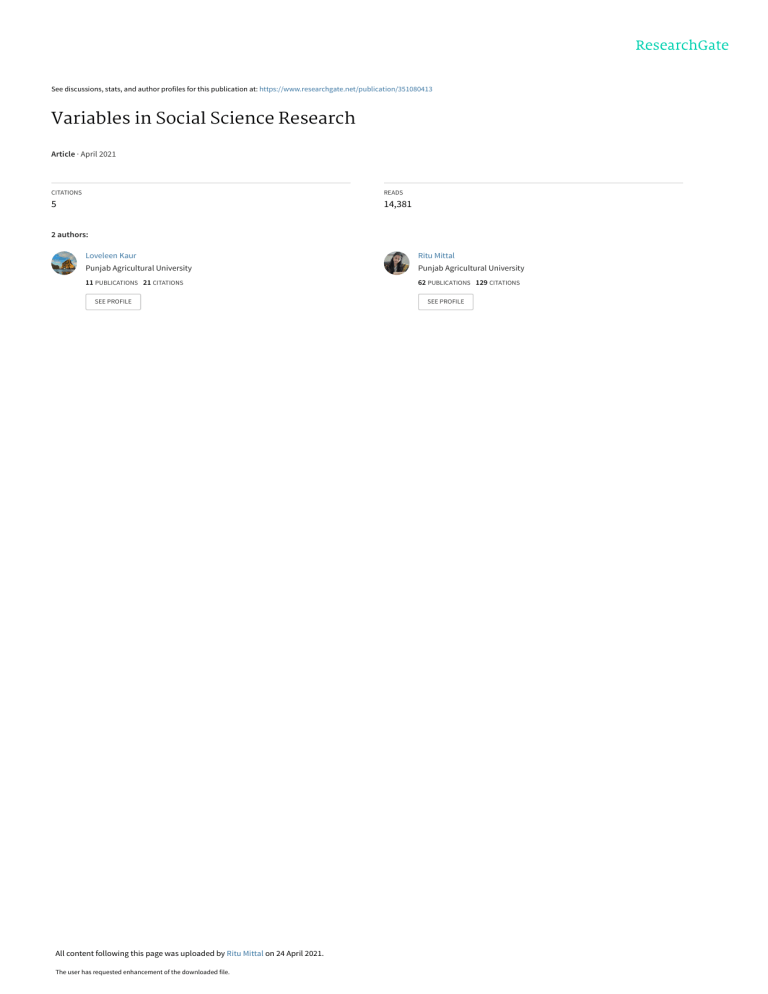 Variables in Social Science Research