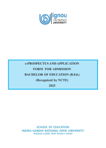 IGNOU B.Ed. Prospectus 2025