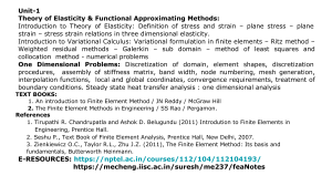 Unit 1: Theory of Elasticity & FEM Methods
