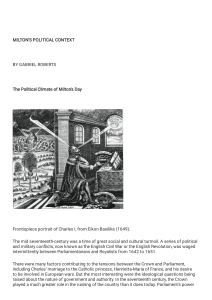 John Milton's Political Writings and Context