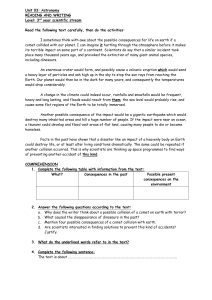 Astronomy Worksheet: Comet Impact Consequences