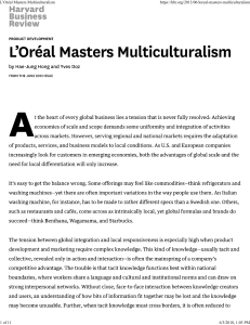 L'Or&eacute;al et le Multiculturalisme : &Eacute;tude de Cas