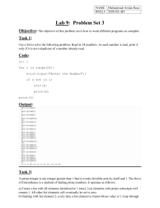 Python Lab: Lists & Prime Numbers