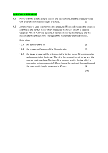 Physics Exam: Fluid Pressure & Manometers