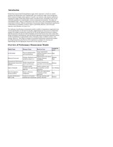 Humanitarian Supply Chain Performance Models
