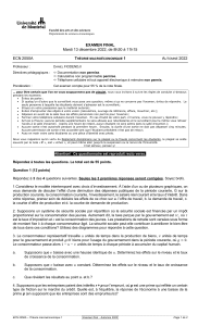 Examen Final Th&eacute;orie Macro&eacute;conomique 1 2022