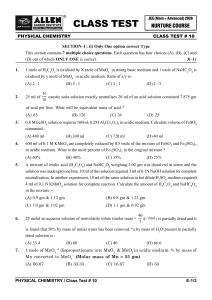 JEE 2026 Physical Chemistry Class Test #10