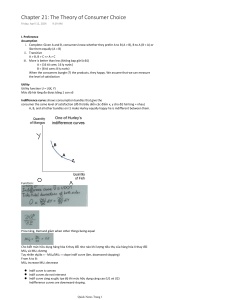 Theory of Consumer Choice Lecture Notes