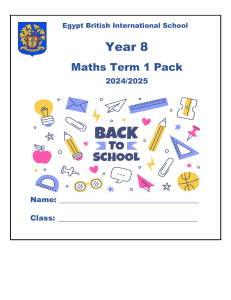 Year 8 Maths Term 1 Pack