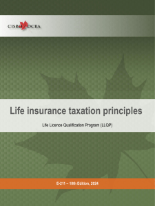 Life Insurance Taxation Principles LLQP Guide