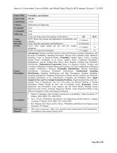 Probability and Statistics Syllabus MS-251