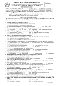 FPSC Gender Studies Exam 2025