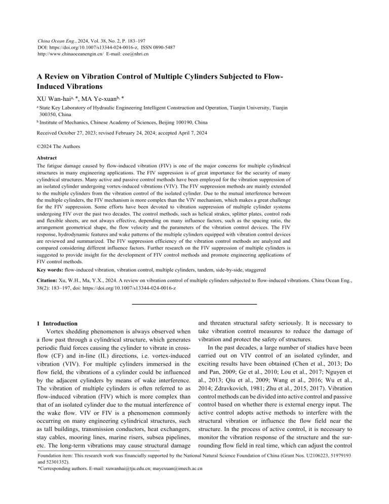 Vibration Control of Multiple Cylinders Review