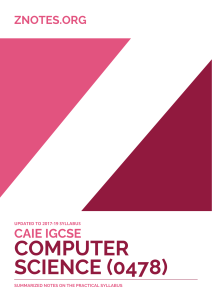IGCSE Computer Science 0478 Practical Notes