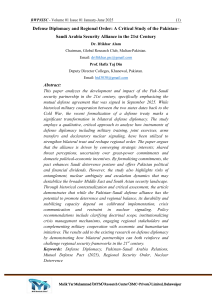 Pakistan-Saudi Defense Diplomacy Study