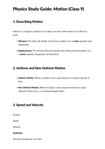 Class 9 Physics: Motion Study Guide