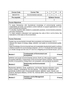 Environmental Sciences BACHY101 Syllabus