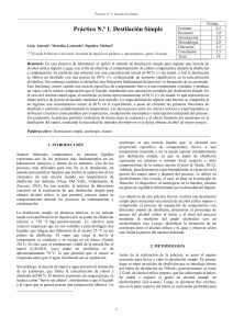 Destilaci&oacute;n Simple de Etanol Informe