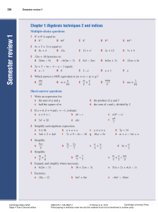 Year 8 Maths Semester Review Worksheet