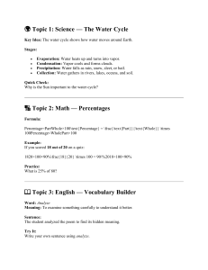 Water Cycle, Percentages & Vocabulary Guide