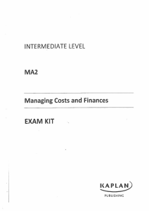 MA2 Managing Costs and Finances Kaplan ACCA