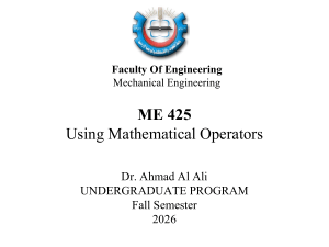 ME 425: Using Mathematical Operators