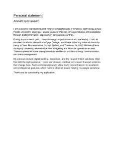 Fintech Scholarship Personal Statement