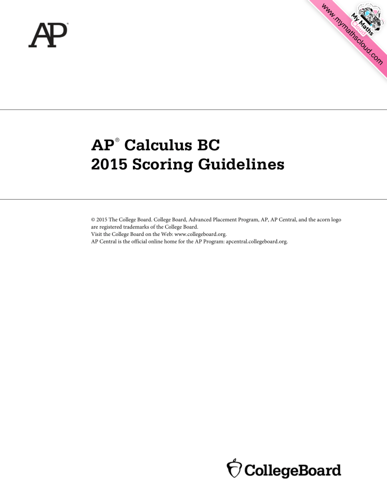 AP Calculus BC 2015 Scoring Guidelines