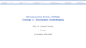 College 1: Volmaakte mededinging - Microeconomie B-KUL-D0R68a