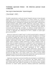 Zgazowanie biomasy w małej skali - reaktor KAJOT