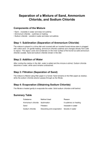 Separation of Sand, Ammonium Chloride, Sodium Chloride