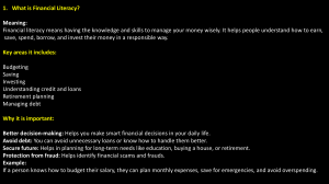 Introduction to Financial Literacy & Planning