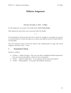 HUM 112 Midterm Assignment: Hamlet & Descartes
