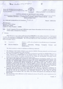 CBSE Affiliation Letter Montfort College