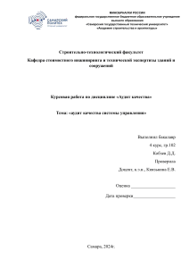 Курсовая работа: Аудит системы менеджмента качества