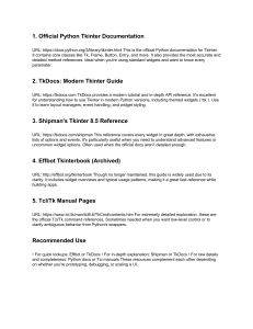 Python Tkinter Resources Guide