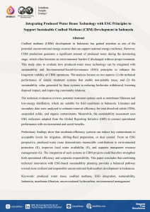 CBM Produced Water Reuse with ESG in Indonesia