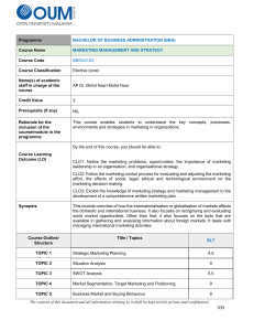 Marketing Management Strategy BBA Course