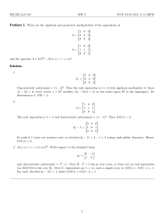 Linear Algebra Homework 3 Solutions